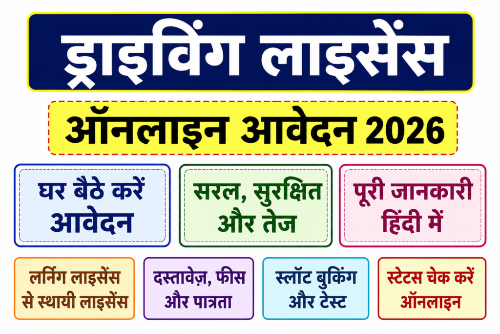 ड्राइविंग लाइसेंस ऑनलाइन आवेदन 2026