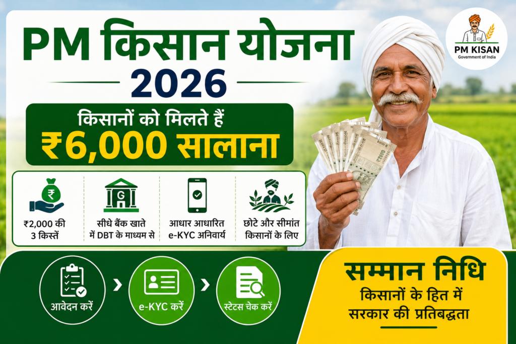 PM Kisan Yojana Scheme 2026 किसानों को ₹6000 सालाना