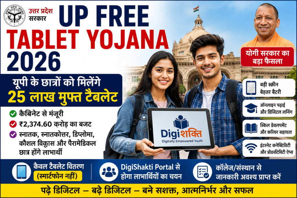 UP Free Tablet Yojana 2026 के तहत छात्रों को मुफ्त टैबलेट